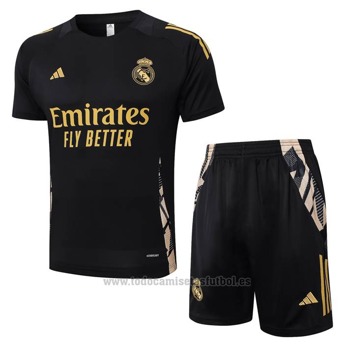 Chandal del Real Madrid Manga Corta 2024-2025 Negro - Pantalon Corto